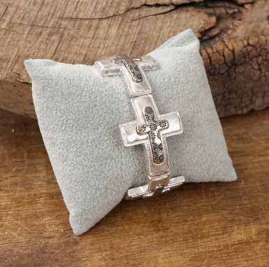 Boho Silver Cross Bracelet