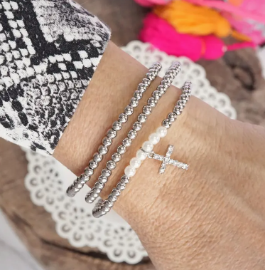 Cross Charm Set Silver