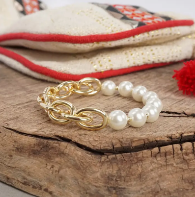 Gold Chain Pearl Bracelet