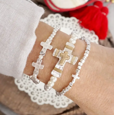 G/S Cross Bracelet Stack