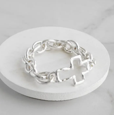Chunky Cross Silver Bracelet
