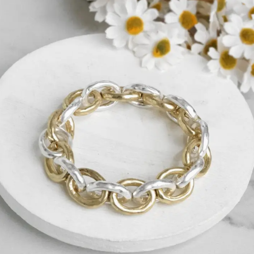 Silver and Gold Chunky Bracelet