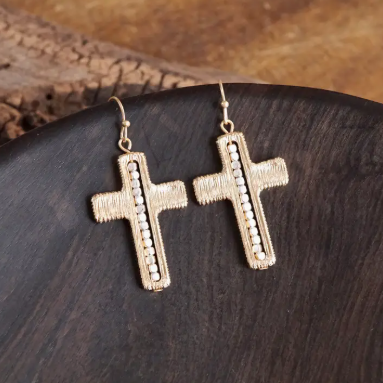 Dainty Gold Cross Earrings