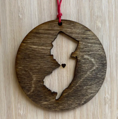 NJ Wood Heart Ornament