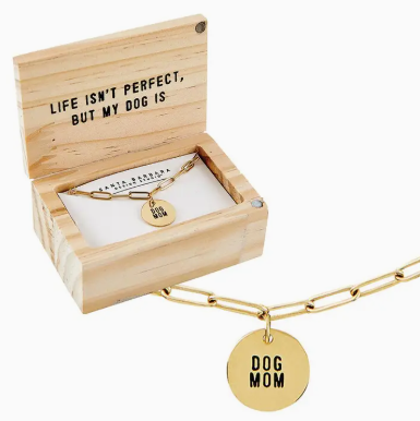 DOG MOM Chain Link Charm Necklace