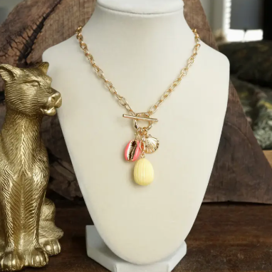 Pink & Yellow Sea Life Cluster Necklace