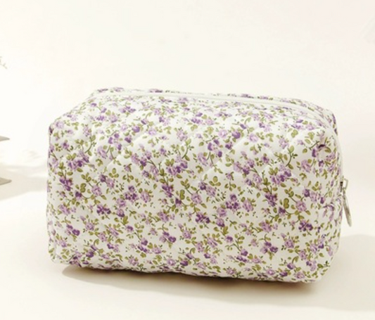 Lavender Floral Cosmetic Bag