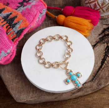 Turquoise Chain Cross Bracelets