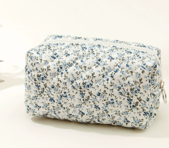 Blue Floral Cosmetic Bag