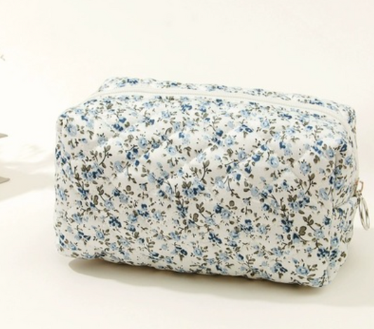 Blue Floral Cosmetic Bag